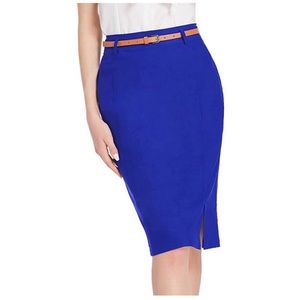 Kate Kasin Bodycon Pencil Skirt with Belt